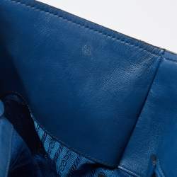 Pre Owned Prada Blue Leather Front Pocket Wing Tote
