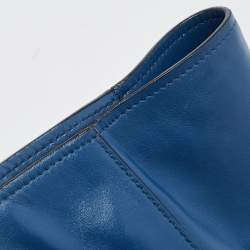 Pre Owned Prada Blue Leather Front Pocket Wing Tote