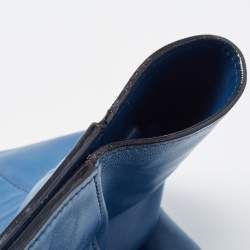 Pre Owned Prada Blue Leather Front Pocket Wing Tote