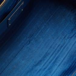 Pre Owned Prada Blue Leather Front Pocket Wing Tote