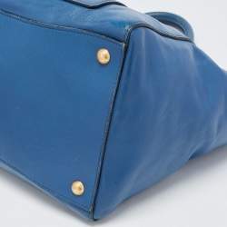 Pre Owned Prada Blue Leather Front Pocket Wing Tote
