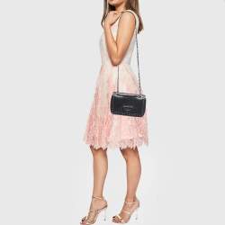 Pre Owned Prada Black Glace Leather Studded Flap Shoulder Bag