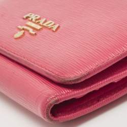 Prada Pink Move Leather Logo Trifold Wallet