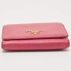 Prada Pink Move Leather Logo Trifold Wallet