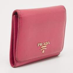 Prada Pink Move Leather Logo Trifold Wallet