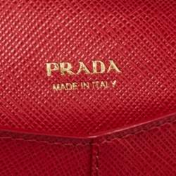 Pre Owned Prada Red Saffiano Leather Envelope Wristlet Clutch 