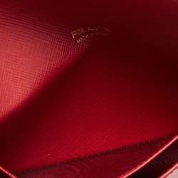 Pre Owned Prada Red Saffiano Leather Envelope Wristlet Clutch 