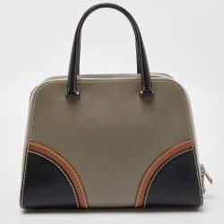 Pre Owned Prada Tricolor Bauletto Vitello Leather Satchel