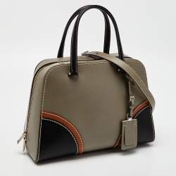 Pre Owned Prada Tricolor Bauletto Vitello Leather Satchel