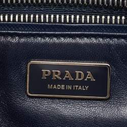 Pre Owned Prada Tricolor Stripe Saffiano Leather Small Double Zip Tote