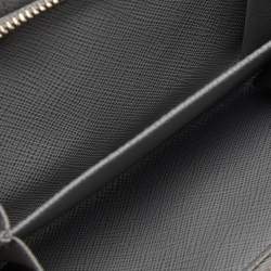 Prada Grey Saffiano Metal Leather Flap French Wallet