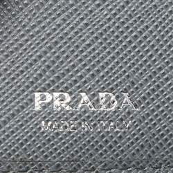 Prada Grey Saffiano Metal Leather Flap French Wallet
