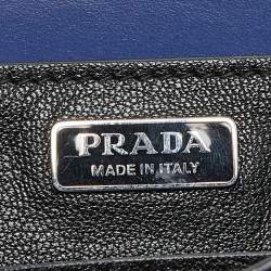 Pre Owned Prada Blue/Black Leather Cahier Studded Shoulder Bag