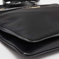 Pre Owned Prada Black Nylon and Leather Logo Double Zip Crossbody Bag