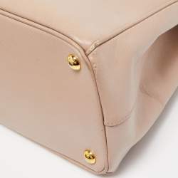 Pre Owned Prada Light Pink Saffiano Lux Leather Medium Double Zip Tote