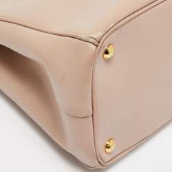 Pre Owned Prada Light Pink Saffiano Lux Leather Medium Double Zip Tote