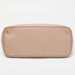 Pre Owned Prada Light Pink Saffiano Lux Leather Medium Double Zip Tote