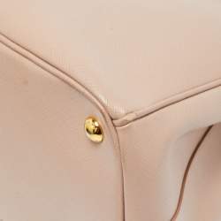 Pre Owned Prada Light Pink Saffiano Lux Leather Medium Double Zip Tote
