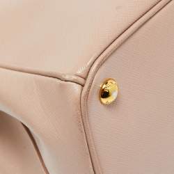Pre Owned Prada Light Pink Saffiano Lux Leather Medium Double Zip Tote