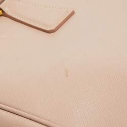 Pre Owned Prada Light Pink Saffiano Lux Leather Medium Double Zip Tote
