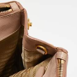 Pre Owned Prada Light Pink Saffiano Lux Leather Medium Double Zip Tote