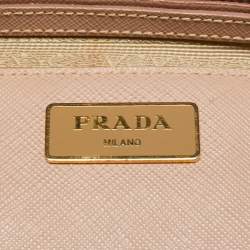 Pre Owned Prada Light Pink Saffiano Lux Leather Medium Double Zip Tote