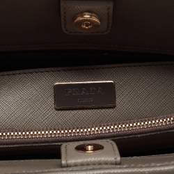 Pre Owned Prada Grey Saffiano Lux Leather Dome Satchel