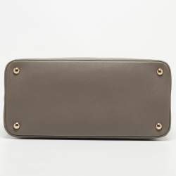 Pre Owned Prada Grey Saffiano Lux Leather Dome Satchel