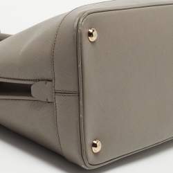 Pre Owned Prada Grey Saffiano Lux Leather Dome Satchel