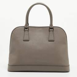 Pre Owned Prada Grey Saffiano Lux Leather Dome Satchel