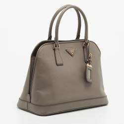 Pre Owned Prada Grey Saffiano Lux Leather Dome Satchel