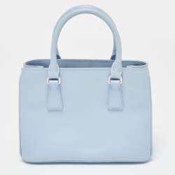 Pre Owned Prada Blue Saffiano Leather Mini Galleria Open Tote