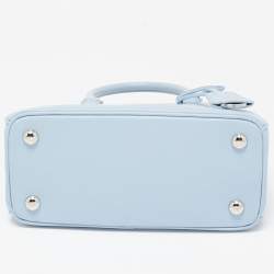 Pre Owned Prada Blue Saffiano Leather Mini Galleria Open Tote