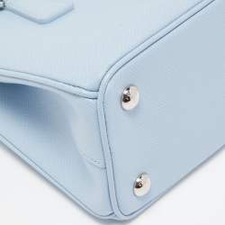 Pre Owned Prada Blue Saffiano Leather Mini Galleria Open Tote
