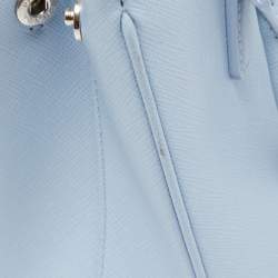 Pre Owned Prada Blue Saffiano Leather Mini Galleria Open Tote