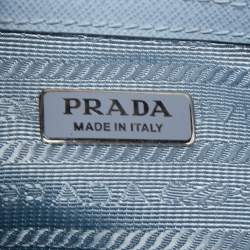 Pre Owned Prada Blue Saffiano Leather Mini Galleria Open Tote