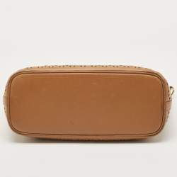 Prada Tan Lasercut Saffiano Leather Open Tote
