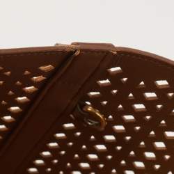 Prada Tan Lasercut Saffiano Leather Open Tote