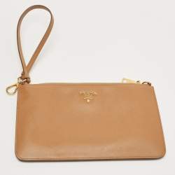 Prada Tan Lasercut Saffiano Leather Open Tote