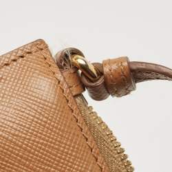 Prada Tan Lasercut Saffiano Leather Open Tote