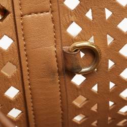 Prada Tan Lasercut Saffiano Leather Open Tote