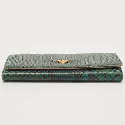 Pre Owned Prada Green/Black Python Flap Continental Wallet