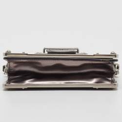 Prada Black/Metallic Saffiano Lux and Patent Leather Cahier Bag