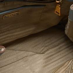 Pre Owned Prada Blue/White Saffiano Lux Leather Open Tote