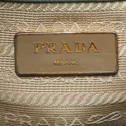 Pre Owned Prada Blue/White Saffiano Lux Leather Open Tote