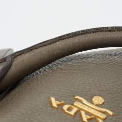 Pre Owned Prada Dark Grey Vitello Diano Leather Shopper Tote