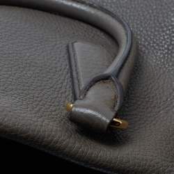 Pre Owned Prada Dark Grey Vitello Diano Leather Shopper Tote