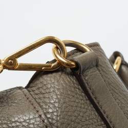 Pre Owned Prada Dark Grey Vitello Diano Leather Shopper Tote