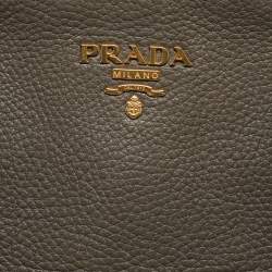 Pre Owned Prada Dark Grey Vitello Diano Leather Shopper Tote