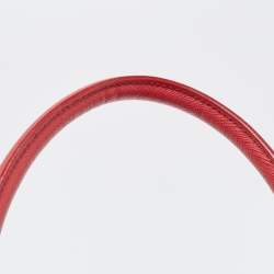 Pre Owned Prada Red Leather Medium Galleria Tote Bag